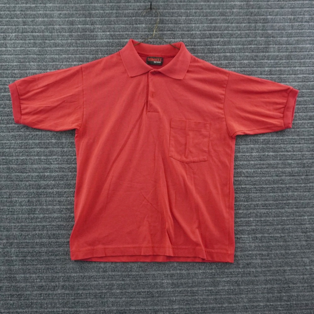 Vintage 60s Sunbelt Sportswear Polo Shirt Mens L Red Pocket Top